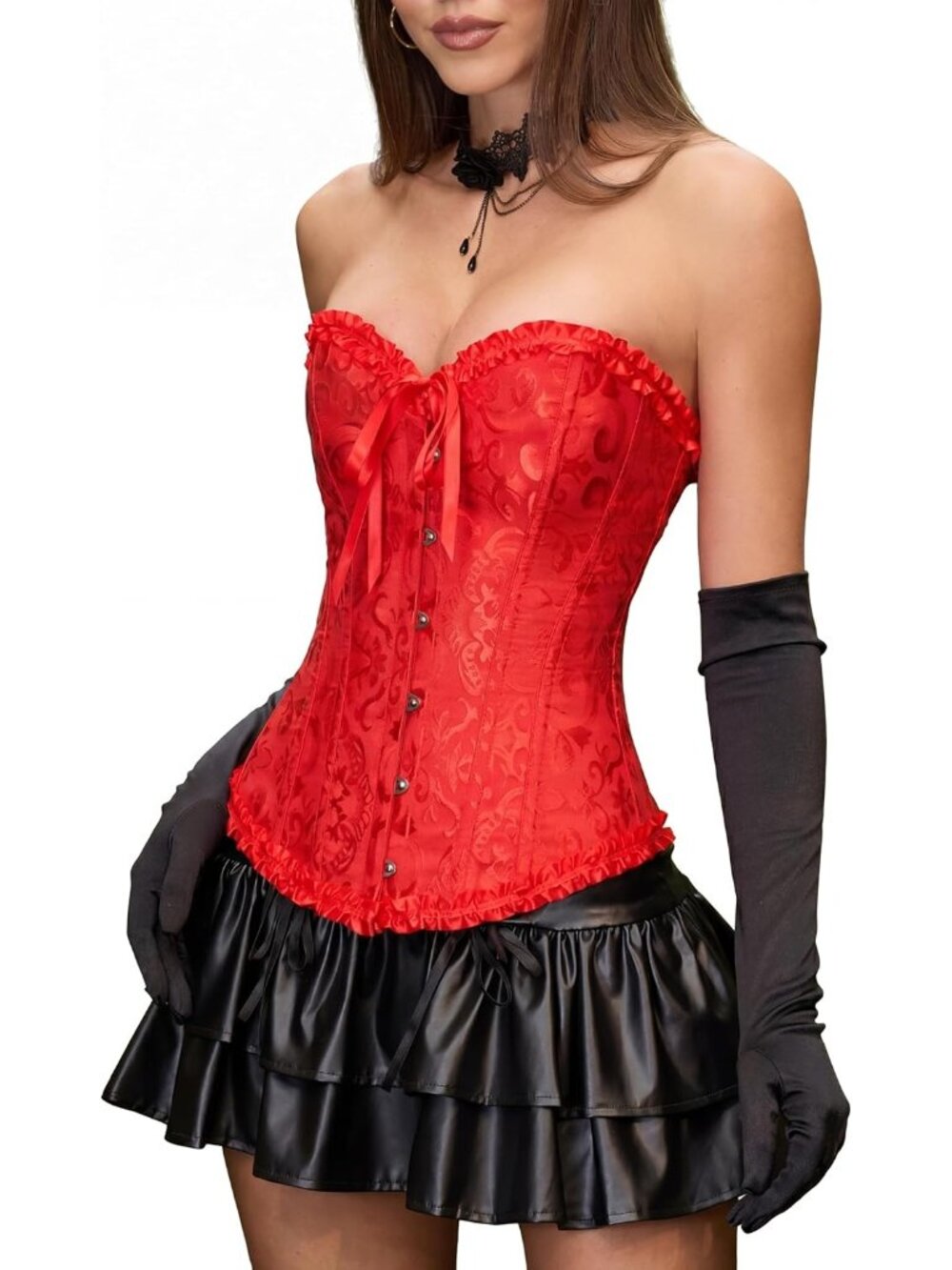 Women's Red Bustier Shapewear Lingerie Halloween Waist Push Up Corset Tops